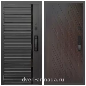 Современные входные двери, Умная входная смарт-дверь Армада Каскад BLACK МДФ 10 мм Kaadas K9 / МДФ 16 мм ФЛ-86 Венге структурный