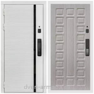 Входные двери 880х2050, Умная входная смарт-дверь Армада Каскад WHITE МДФ 10 мм Kaadas K9 / МДФ 16 мм ФЛ-183 Сандал белый
