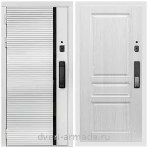 Современные входные двери, Умная входная смарт-дверь Армада Каскад WHITE МДФ 10 мм Kaadas K9 / МДФ 16 мм ФЛ-243 Дуб белёный