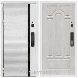 Современные входные двери, Умная входная смарт-дверь Армада Каскад WHITE МДФ 10 мм Kaadas K9 / МДФ 16 мм ФЛ-58 Дуб белёный