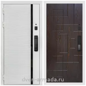 Современные входные двери, Умная входная смарт-дверь Армада Каскад WHITE МДФ 10 мм Kaadas K9 / МДФ 16 мм ФЛ-57 Дуб шоколад