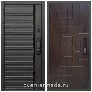 Современные входные двери, Умная входная смарт-дверь Армада Каскад BLACK МДФ 10 мм Kaadas K9 / МДФ 16 мм ФЛ-57 Дуб шоколад