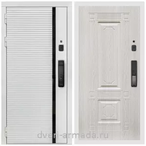 Современные входные двери, Умная входная смарт-дверь Армада Каскад WHITE МДФ 10 мм Kaadas K9 / МДФ 16 мм ФЛ-2 Дуб белёный