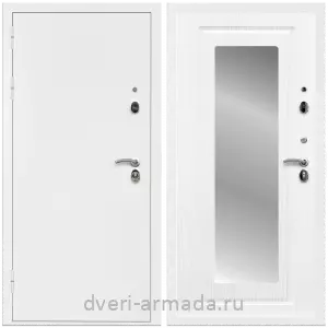 С зеркалом, Дверь входная Армада Оптима Белая шагрень / МДФ 16 мм ФЛЗ-120 Ясень белый