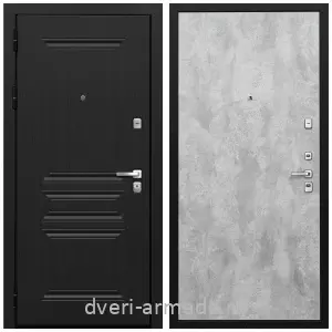 Входные двери с тремя петлями, Дверь входная Армада Экстра МДФ 10 мм ФЛ-243 Черная шагрень / МДФ 6 мм ПЭ Цемент светлый