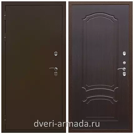 Дверь входная уличная в дом Армада Термо Молоток коричневый/ ФЛ-140 Венге для загородного дома с панелями МДФ